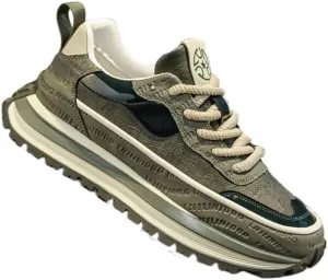 Men's Breathable Casual Sneakers - Lightweight Low-Top Sneakers with Cushioned EVA Insole, PU Sole & Red Accents for Spring/Summer Walking, Jogging, Casual Attire
