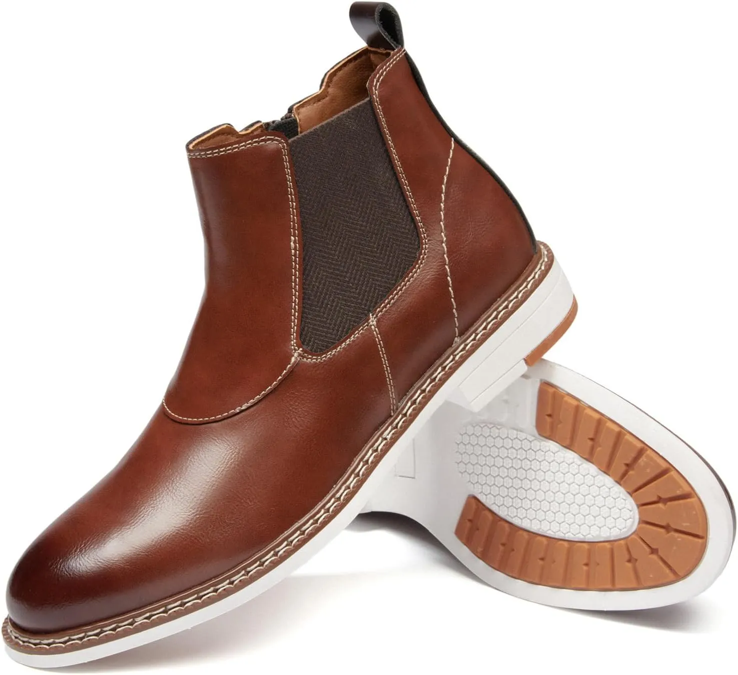 Men's Chelsea Boots Casual Chukka Ankle Boots Side Zipper Clouser Elastic Dress Boots Work Shoes for Men.