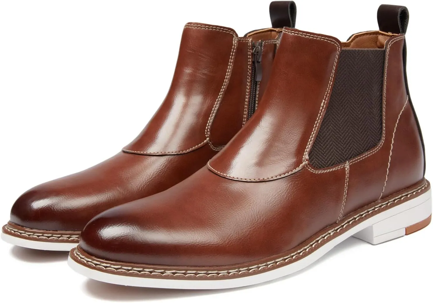 Men's Chelsea Boots Casual Chukka Ankle Boots Side Zipper Clouser Elastic Dress Boots Work Shoes for Men.
