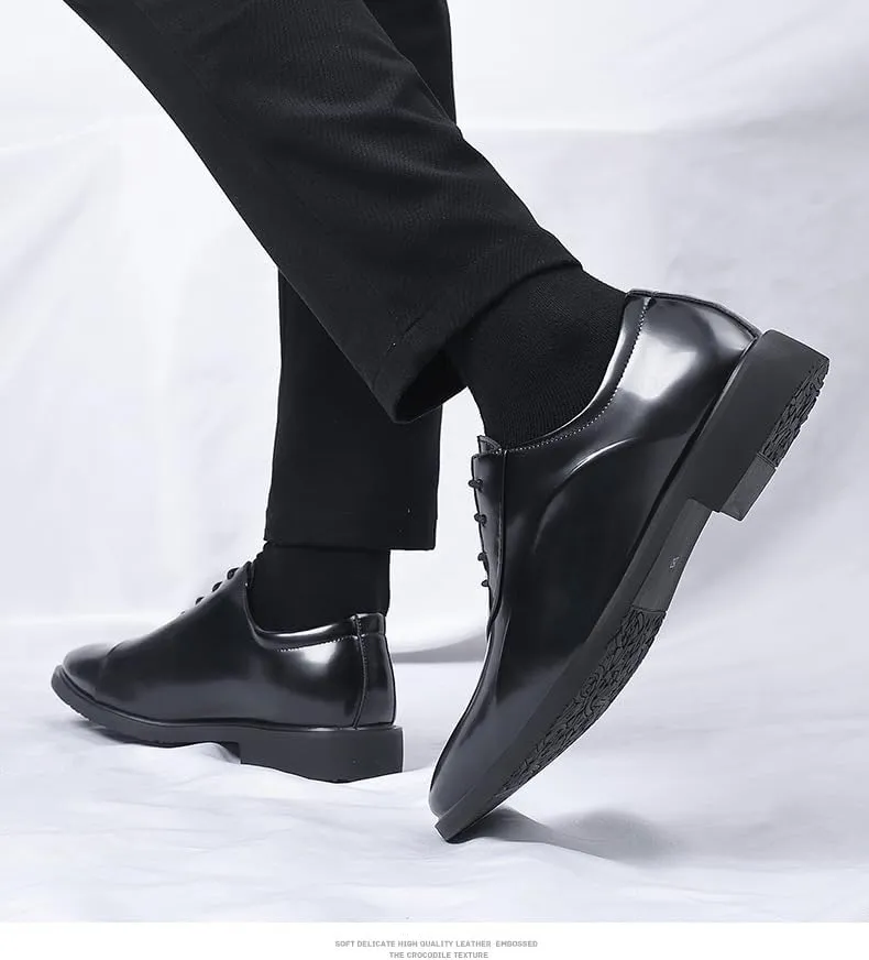 Men's Genuine Leather Low Oxford Lace-Up Anti-Slip Formal Duty Work Shoes Business Casual Service Boots