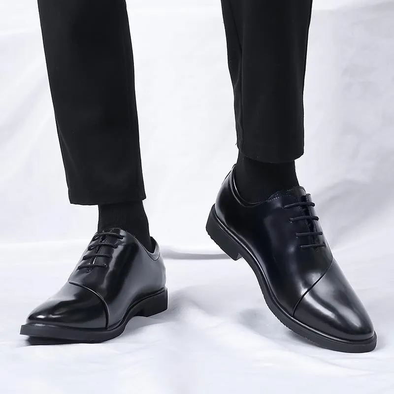 Men's Genuine Leather Low Oxford Lace-Up Anti-Slip Formal Duty Work Shoes Business Casual Service Boots