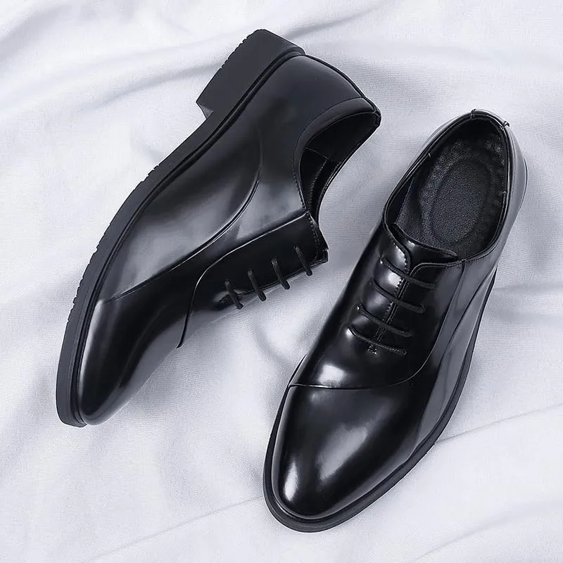 Men's Genuine Leather Low Oxford Lace-Up Anti-Slip Formal Duty Work Shoes Business Casual Service Boots