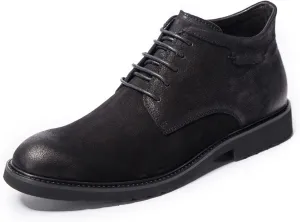 Men's Lace-Up Boots Polished Cowhide Leather Anti-Slip Vintage Suitable for Many Occasions. (Color : Black Lined, Size : 8.5)