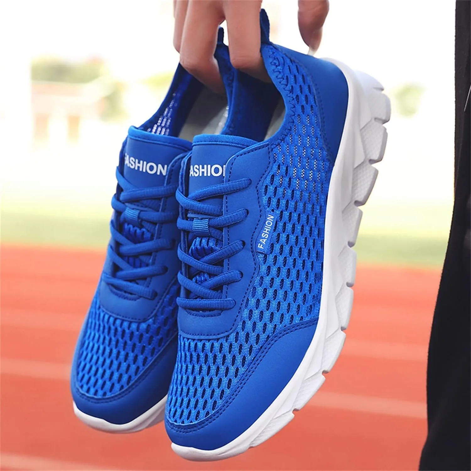 Mens Running Shoes Mesh Breathable Fashion Sneakers Lace Up Platform for Hiking Tennis Wide Feet Casual Trainers Comfortable Sneaker Non-Slip Lightweight Summer Shoes