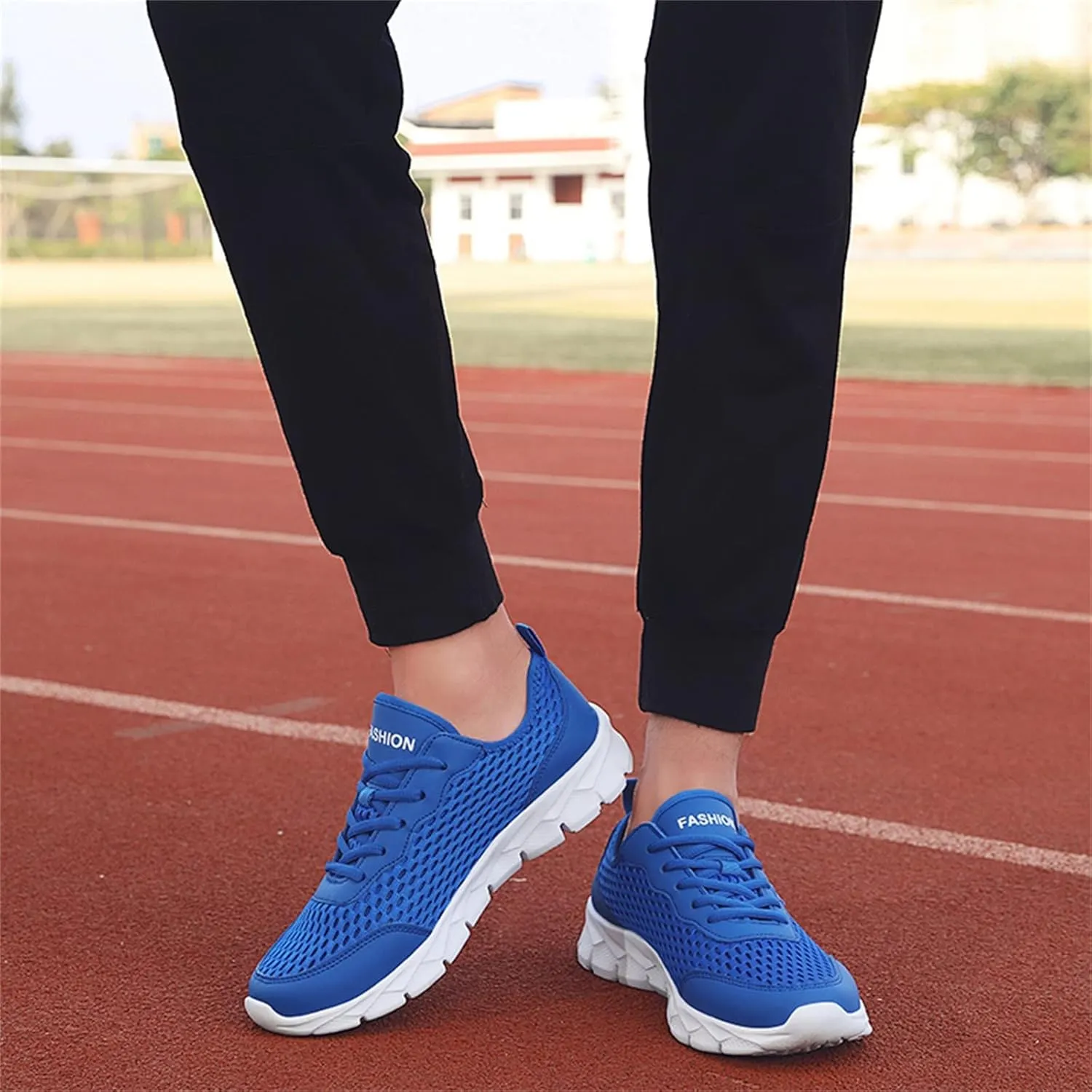 Mens Running Shoes Mesh Breathable Fashion Sneakers Lace Up Platform for Hiking Tennis Wide Feet Casual Trainers Comfortable Sneaker Non-Slip Lightweight Summer Shoes