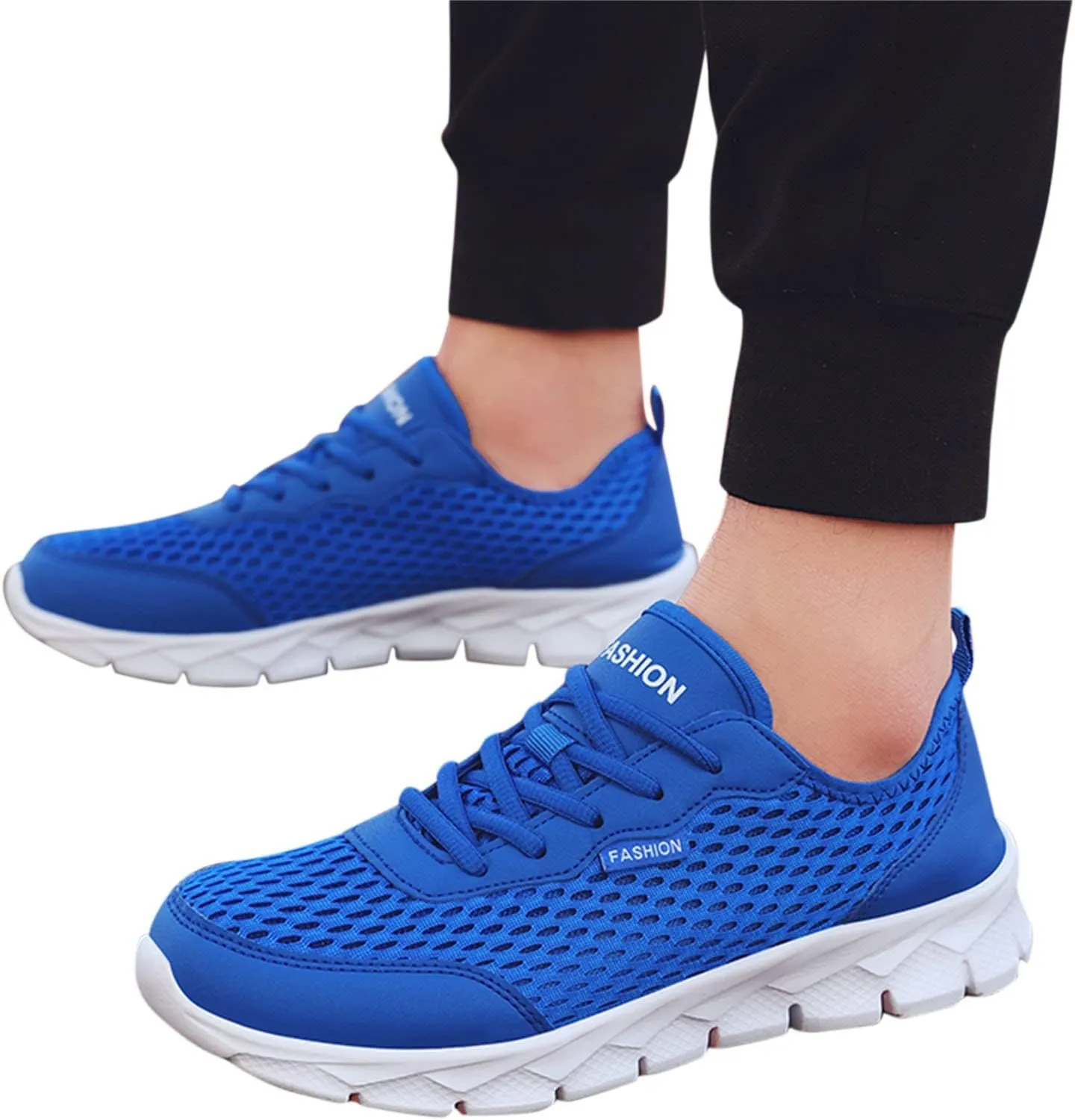 Mens Running Shoes Mesh Breathable Fashion Sneakers Lace Up Platform for Hiking Tennis Wide Feet Casual Trainers Comfortable Sneaker Non-Slip Lightweight Summer Shoes