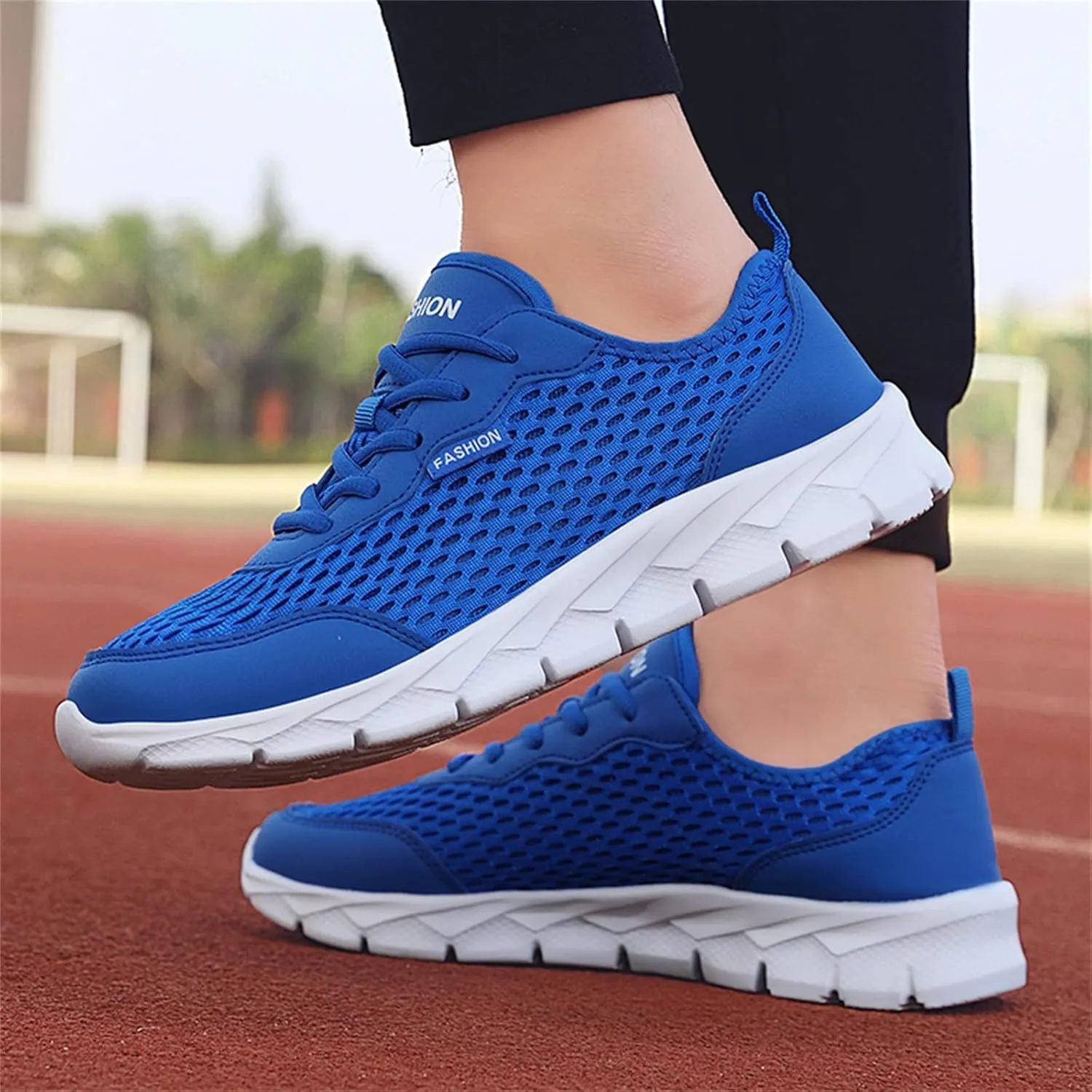 Mens Running Shoes Mesh Breathable Fashion Sneakers Lace Up Platform for Hiking Tennis Wide Feet Casual Trainers Comfortable Sneaker Non-Slip Lightweight Summer Shoes