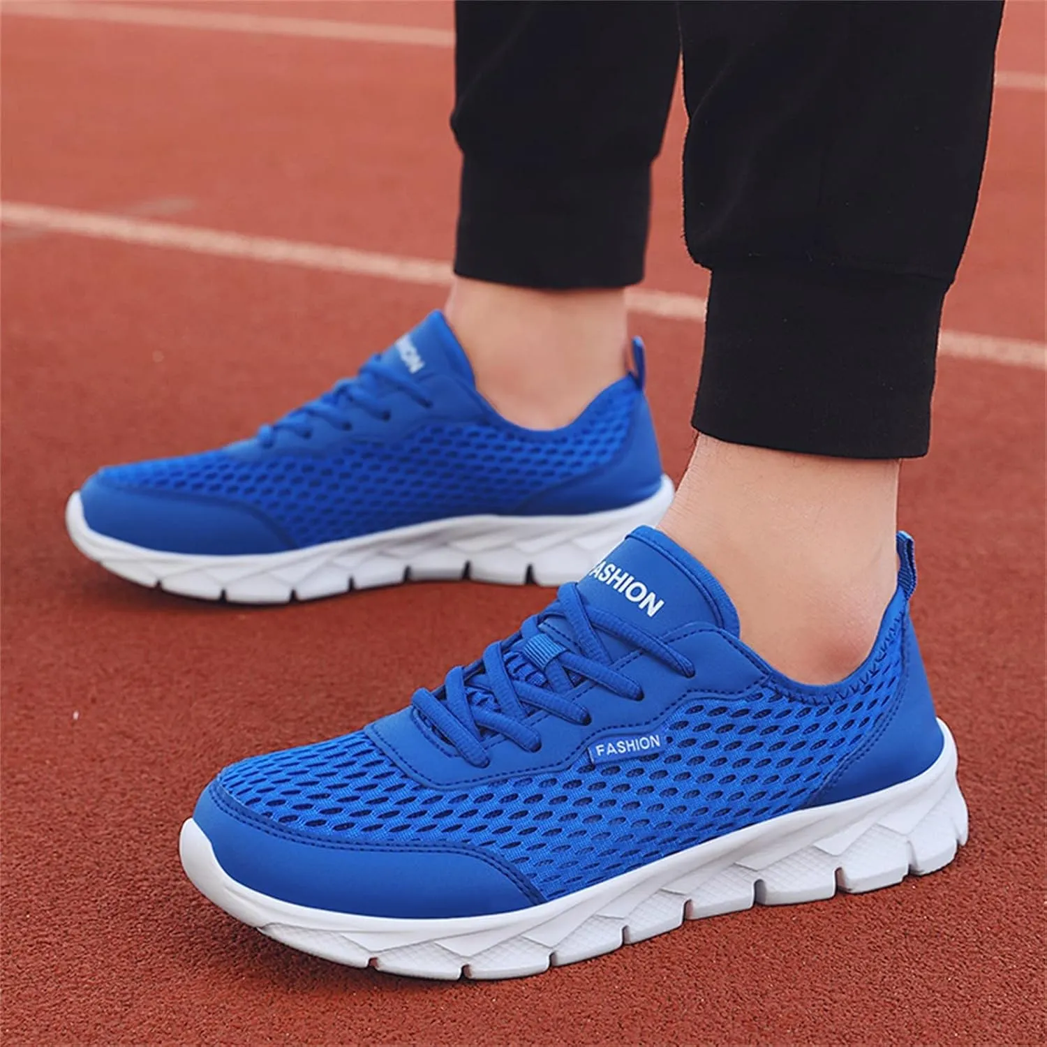 Mens Running Shoes Mesh Breathable Fashion Sneakers Lace Up Platform for Hiking Tennis Wide Feet Casual Trainers Comfortable Sneaker Non-Slip Lightweight Summer Shoes