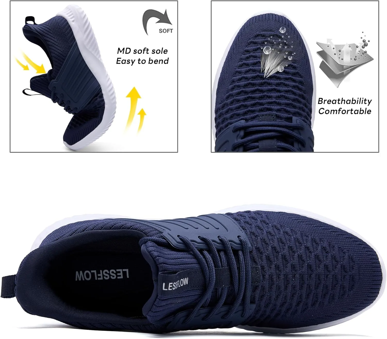 Men's Walking Shoes Slip On Running Shoes Ultra Light Casual Sneakers Mesh Tennis Shoe Hands Free Workout Breathable Comfortable Knit Memory Foam Athletic