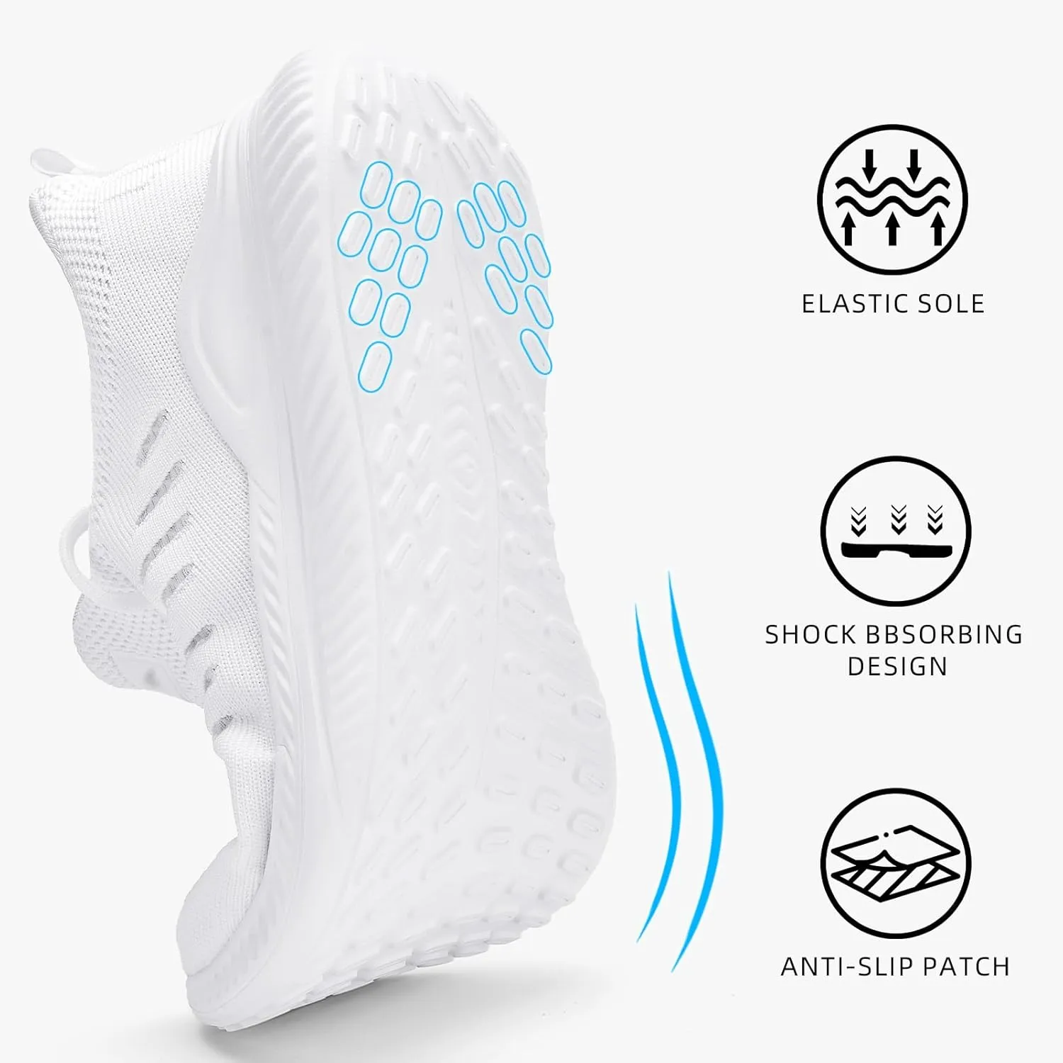 Mens Wide Sneakers - Slip On Memory Foam Walking Shoes Breathable Non Slip Tennis Running Shoe Ultra Lightweight Comfortable Workout Gym Jogging and Casual Sports