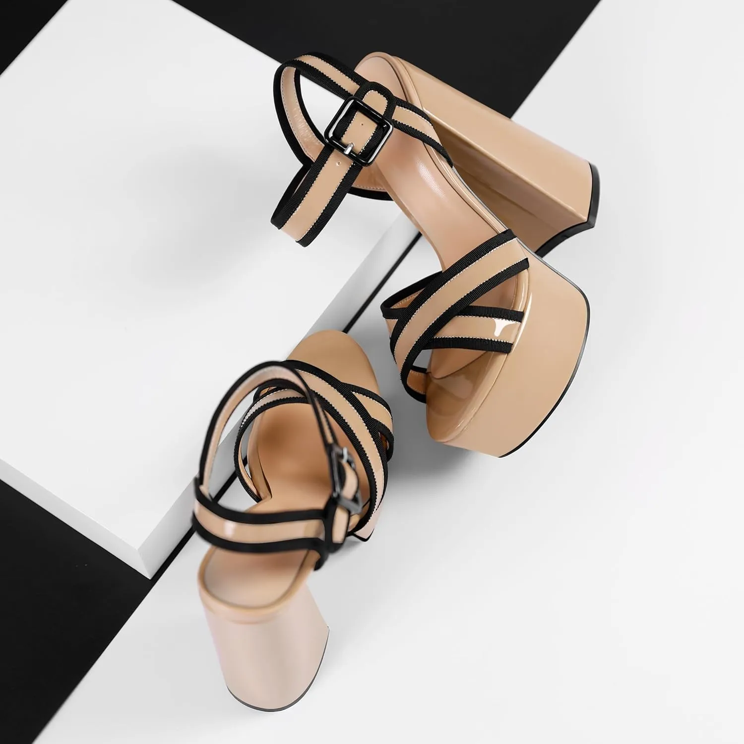 Mettesally Women's Chunky Platform Heels Open Toe Ankle Strap Block Heel Sandals Party Summer Shoes