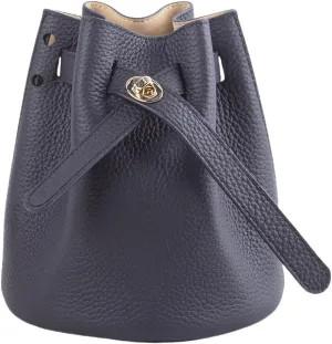 Mini Bucket Bag for Women, Full-Grain Cow Leather Crossbody Handbags Drawstring Fashion Designed Shoulder Purse