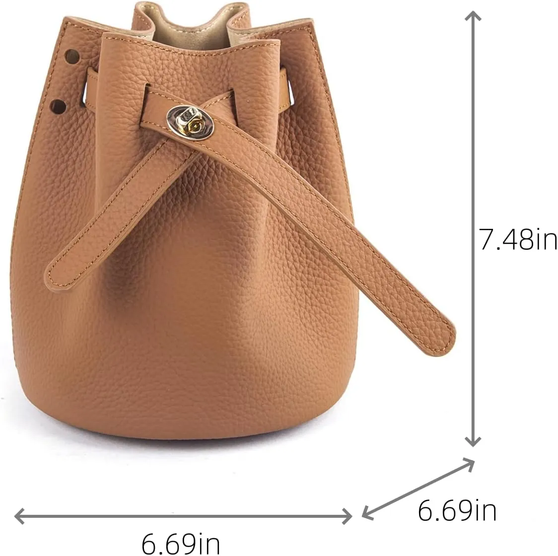 Mini Bucket Bag for Women, Full-Grain Cow Leather Crossbody Handbags Drawstring Fashion Designed Shoulder Purse
