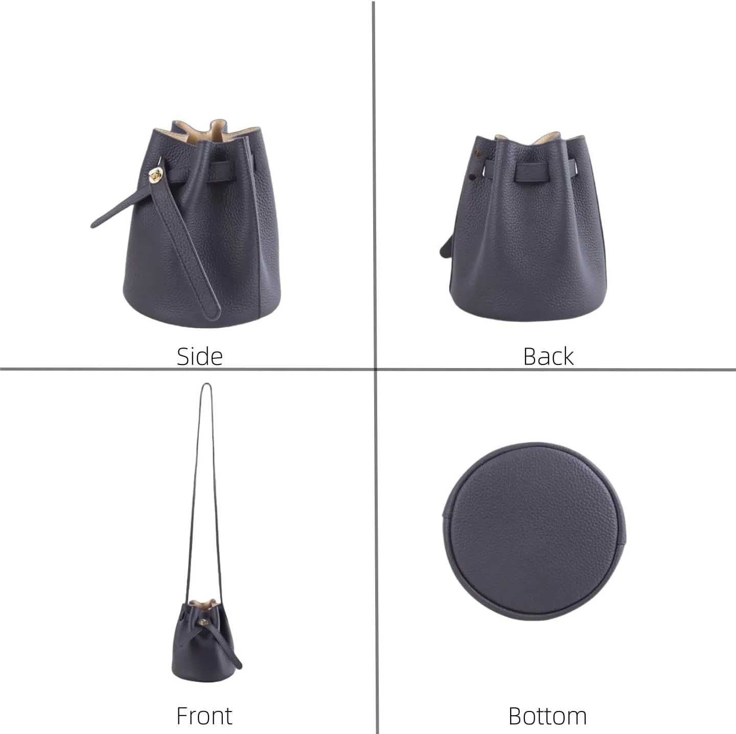 Mini Bucket Bag for Women, Full-Grain Cow Leather Crossbody Handbags Drawstring Fashion Designed Shoulder Purse