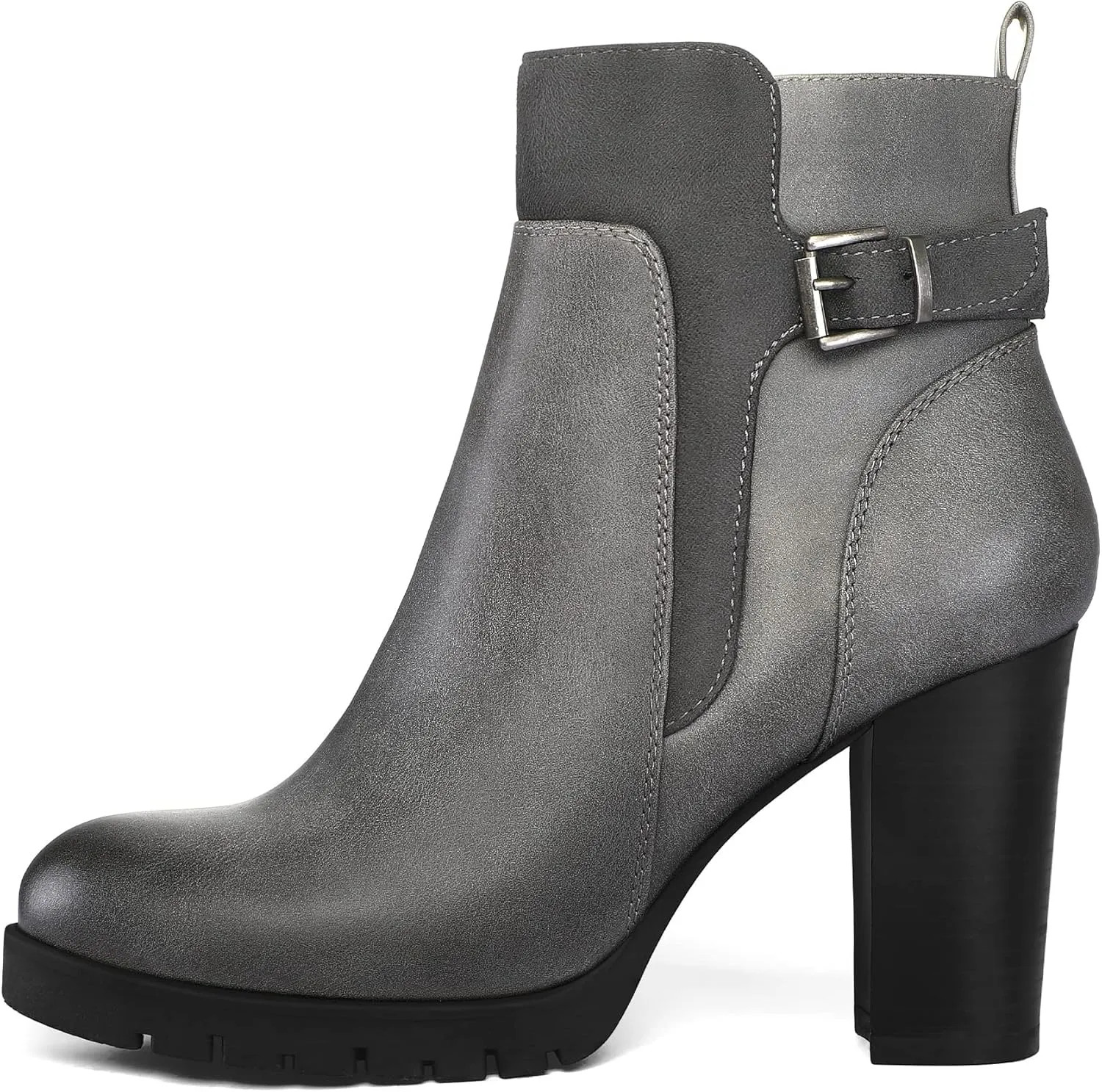 mysoft Women's Ankle Boots Chunky Stacked Heel Zipper Booties - Available in Wide Sizes