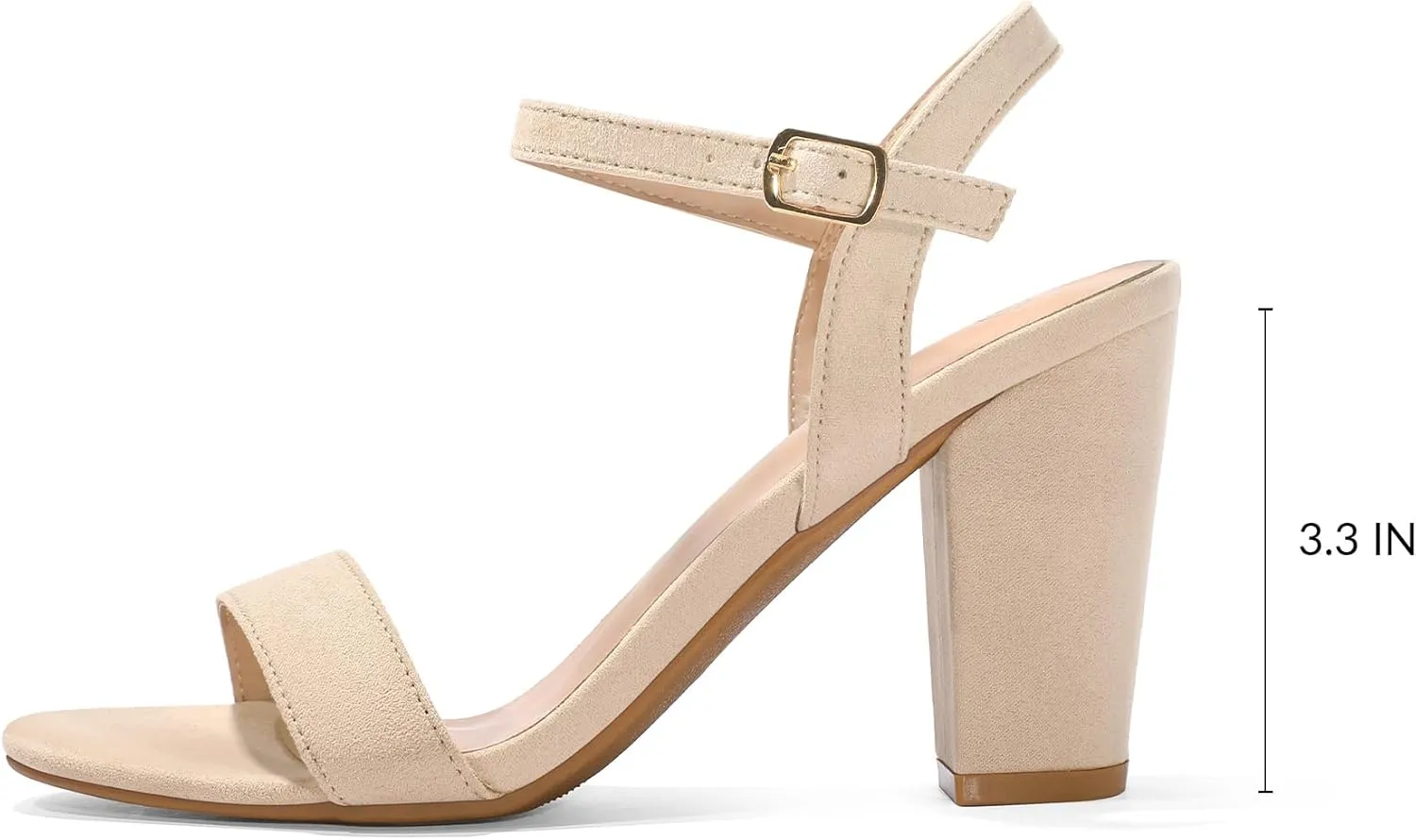 mysoft Women's Chunky Block Heels 3.3IN Open Toe Ankle Strap High Heeled Sandals Wedding Party Dress Pump Shoes
