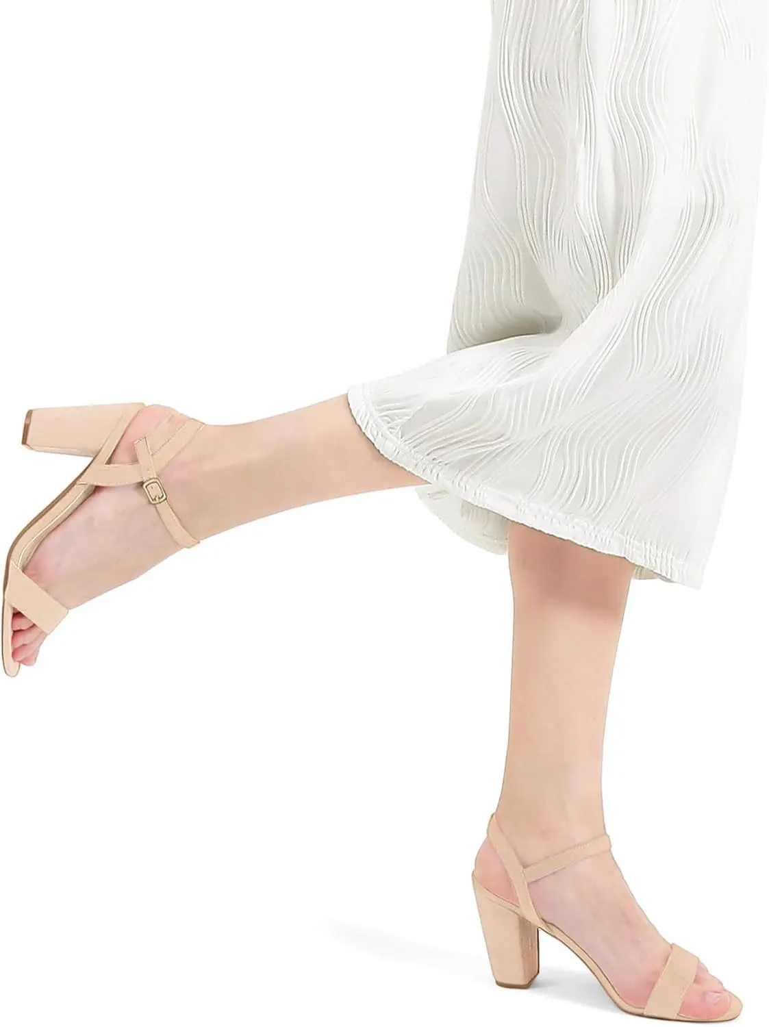 mysoft Women's Chunky Block Heels 3.3IN Open Toe Ankle Strap High Heeled Sandals Wedding Party Dress Pump Shoes
