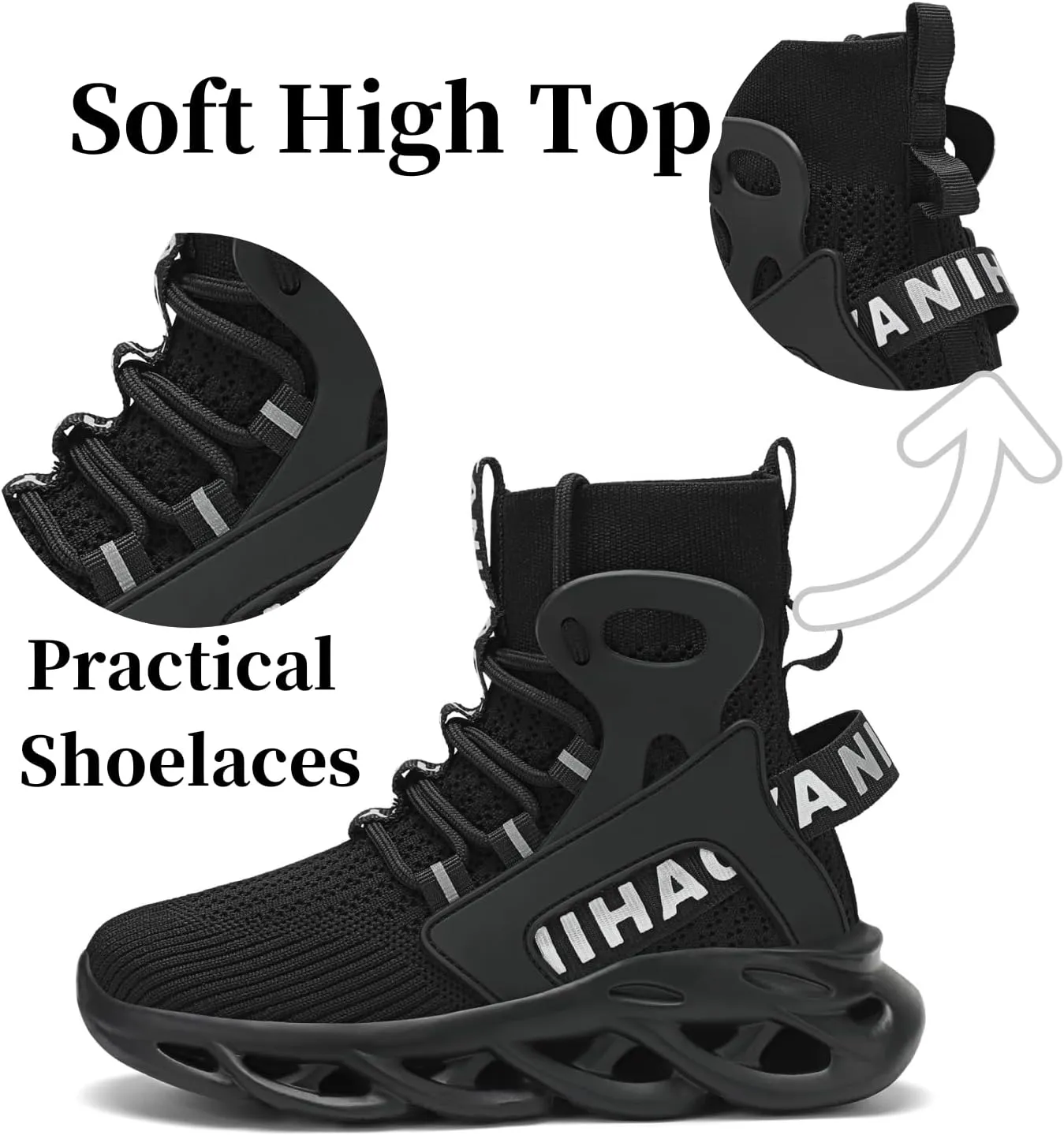 Nihaoya Girls Boys Sneakers,Boot-Like Kids Tennis Shoes,High Top Breathable Mesh Running Shoes for Boy Footwear Wrap Ankle for Little/Big Kid