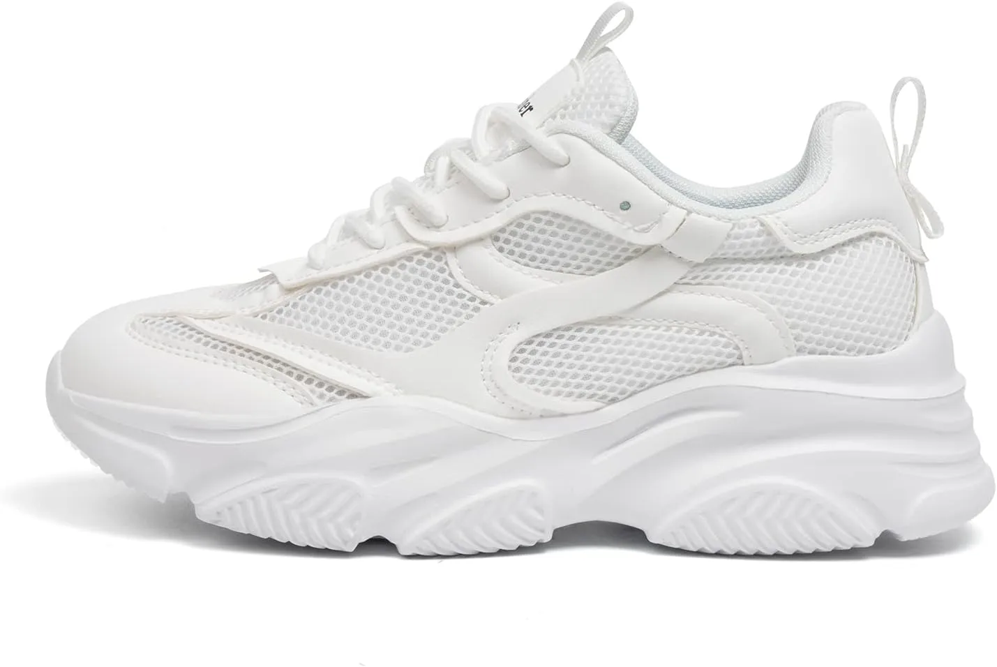 Niluber Women's Chunky Platform Sneakers-Slip On Breathable Running Shoes-Lightweight Glitter Rhinestone White Black Walking Shoes