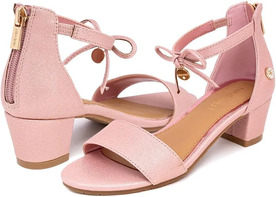 Nine West Girls Sandals Low Heel Dress Pump Ankle Strap Open Toe Wedding Party for Big Kids & Little Kids