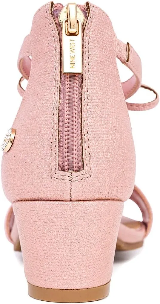 Nine West Girls Sandals Low Heel Dress Pump Ankle Strap Open Toe Wedding Party for Big Kids & Little Kids