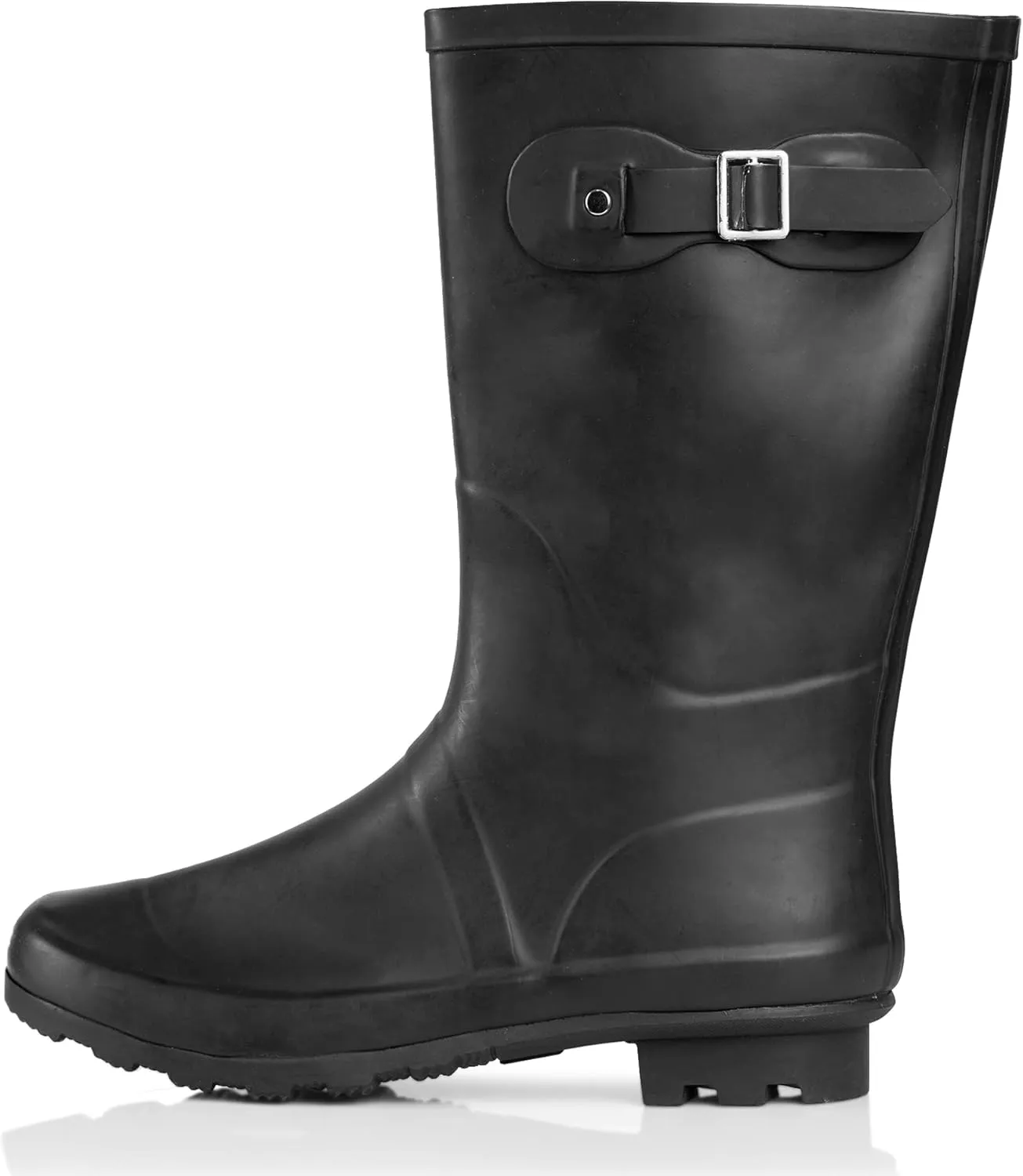 NORTY Women's Hurricane Rain Boots - Mid-Calf Length - Glossy Matte Waterproof Rubber Shoes