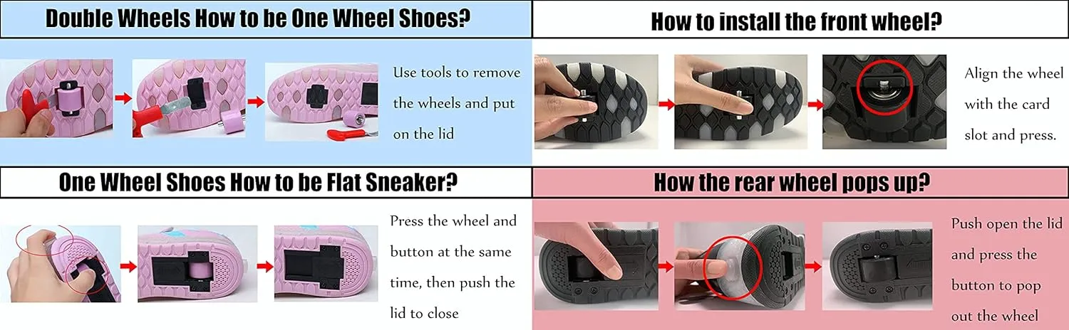 Nsasy Girls Boys Roller Shoes with LED Light Up Wheels Sneakers Kids Roller Skates Shoes for Kids for Children
