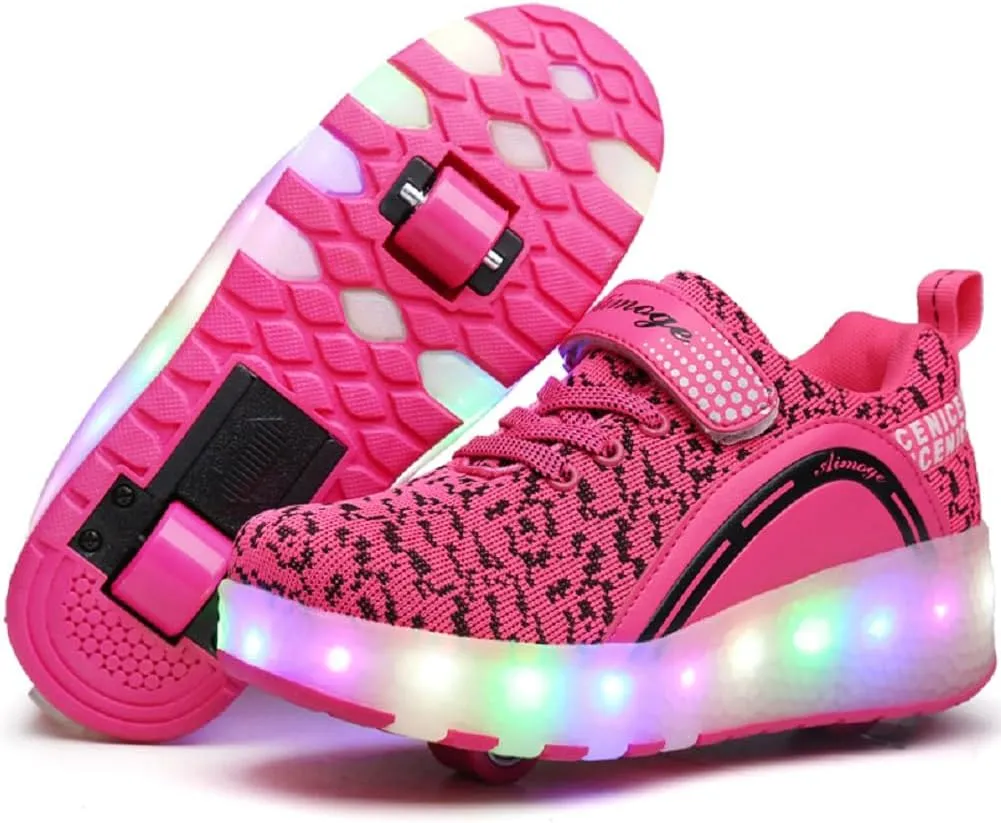 Nsasy Girls Boys Roller Shoes with LED Light Up Wheels Sneakers Kids Roller Skates Shoes for Kids for Children