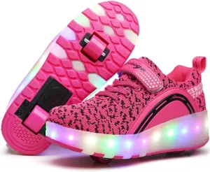 Nsasy Girls Boys Roller Shoes with LED Light Up Wheels Sneakers Kids Roller Skates Shoes for Kids for Children