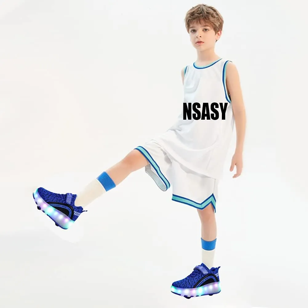 Nsasy Girls Boys Roller Shoes with LED Light Up Wheels Sneakers Kids Roller Skates Shoes for Kids for Children