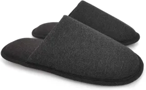 ofoot Mens Indoor Memory Foam Cotton Scuff Slippers Slip On Summer House Shoes Flats Breathable Lightweight Washable Non Skid Rubber Soles