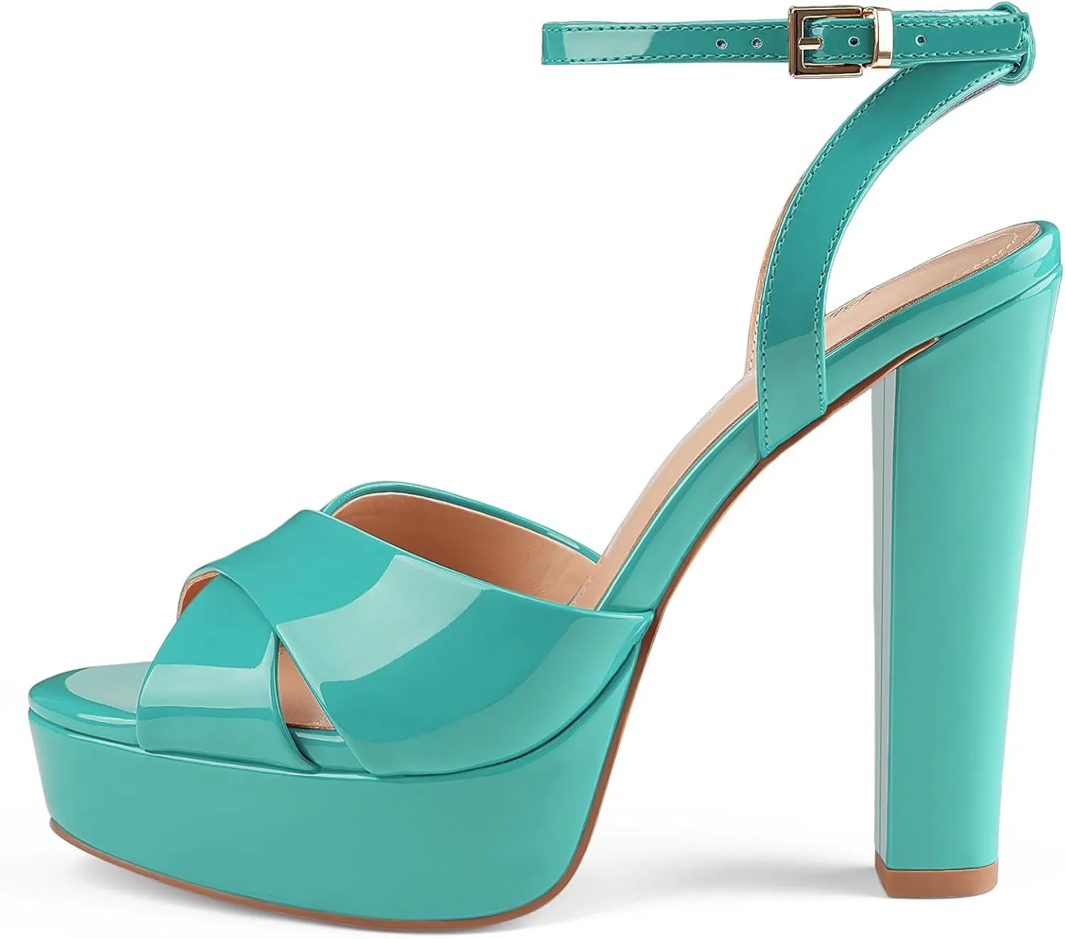 Oh Mispares Block High Heel Sandals for Women Peep Toe Platform Cross Strappy Sexy Heeled Gold Slingback Heels for Dress Jeans Summer Weddings