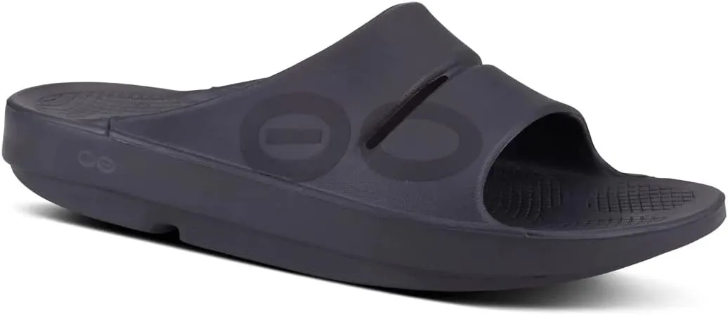 OOFOS OOahh Slide, Matte Black - Men’s Size 11, Women’s 13 Lightweight Recovery Footwear Reduces Stress on Feet, Joints & Back Machine Washable 13 Women/11 Men