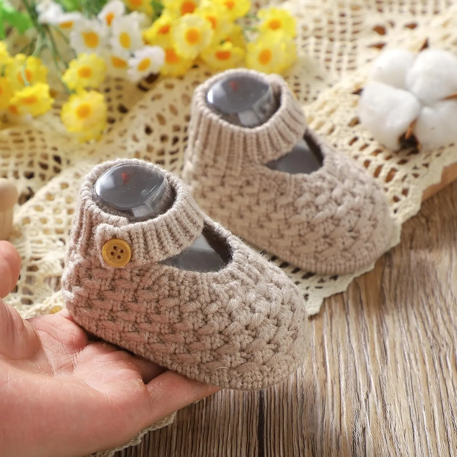 Opewod Baby Booties Hand Knit Boots Slippers Soft Warm First Walkers Socks Shoes for Newborn Infan Boys Girls