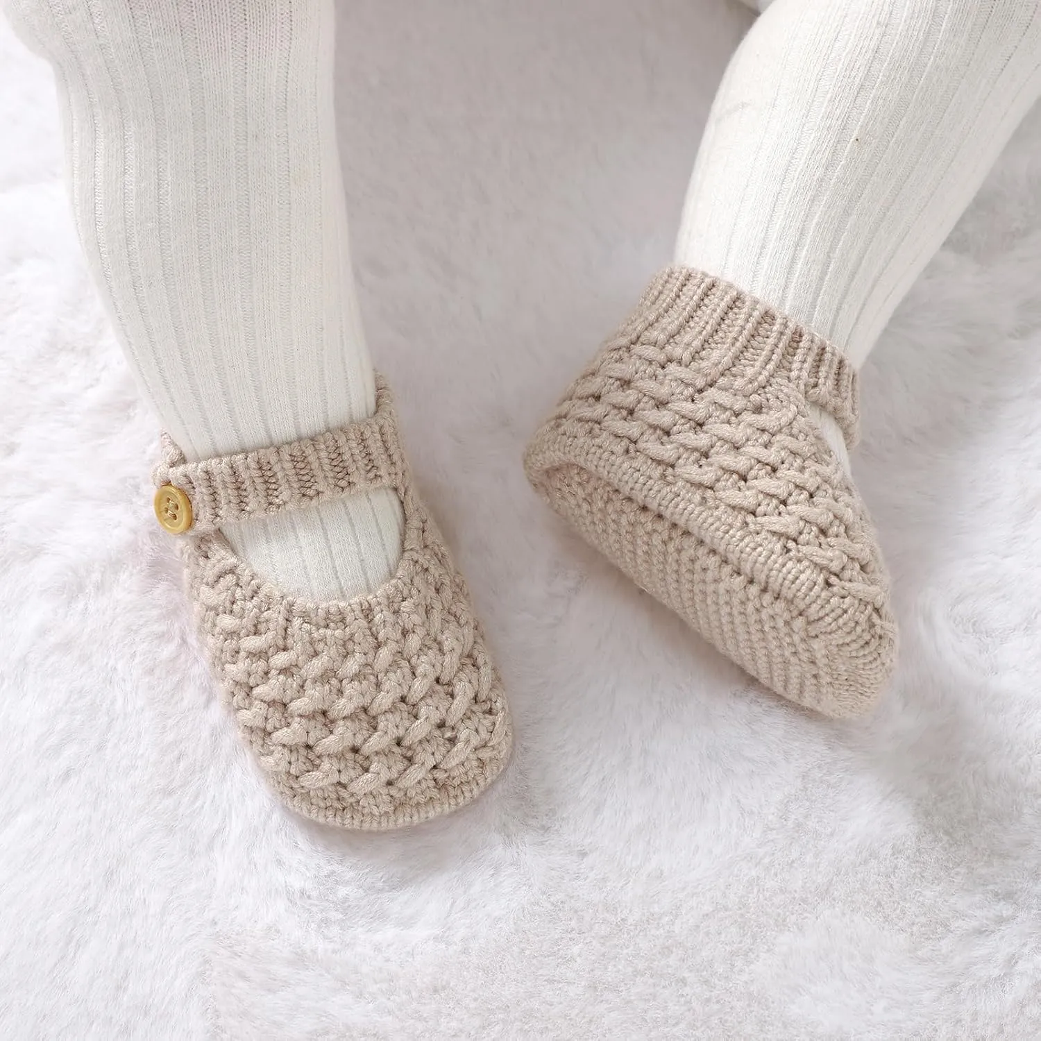 Opewod Baby Booties Hand Knit Boots Slippers Soft Warm First Walkers Socks Shoes for Newborn Infan Boys Girls