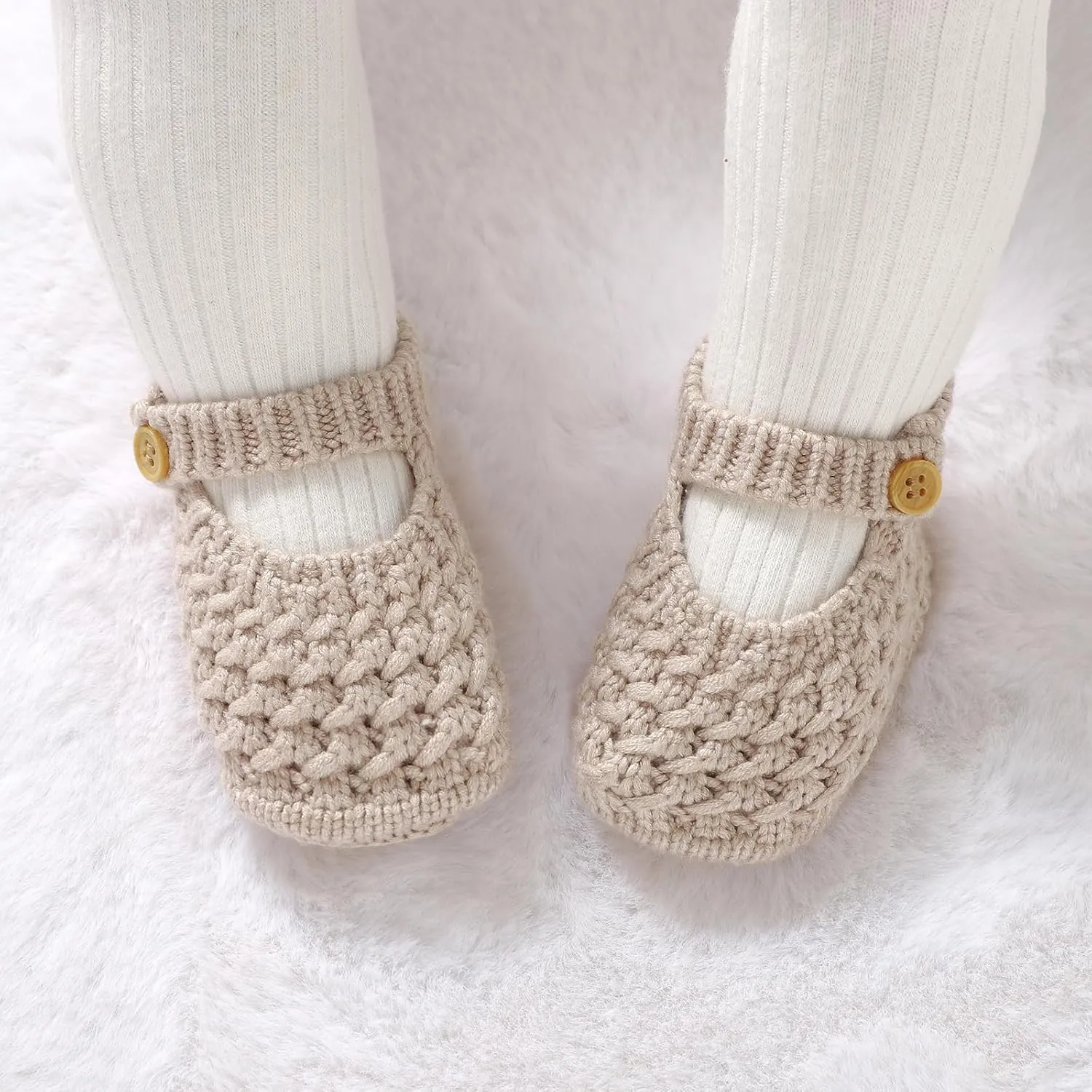 Opewod Baby Booties Hand Knit Boots Slippers Soft Warm First Walkers Socks Shoes for Newborn Infan Boys Girls