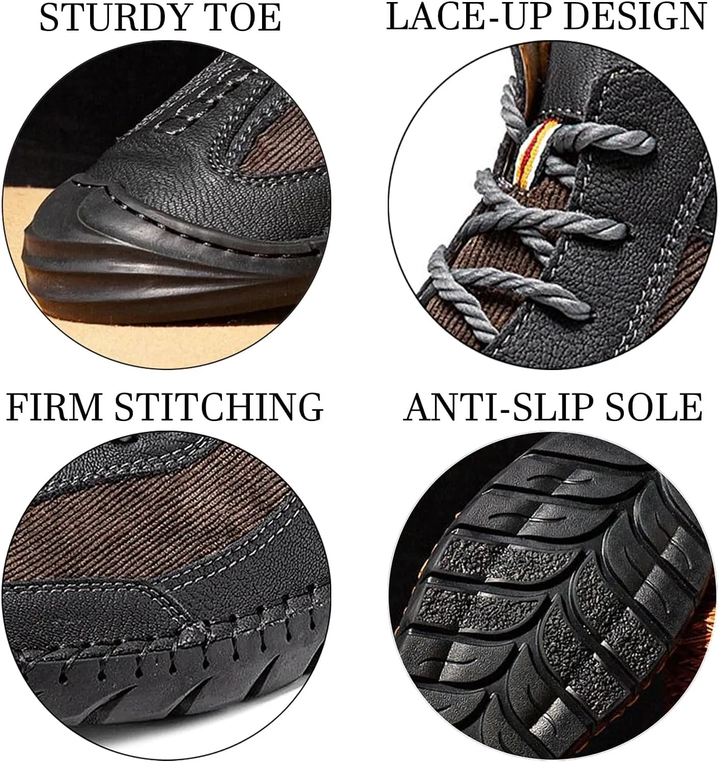 Optigard Men's Leather Ankle Chukka Boots Vintage Hand Stitching Casual Non-Slip Lace-up Flats Outdoor Comfort Driving Walking Shoes