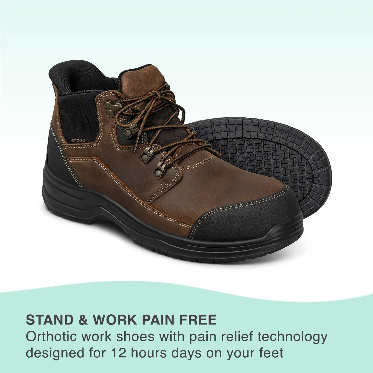 Orthofeet Men's Orthopedic Hands-Free Slip On Work Boots Graphite