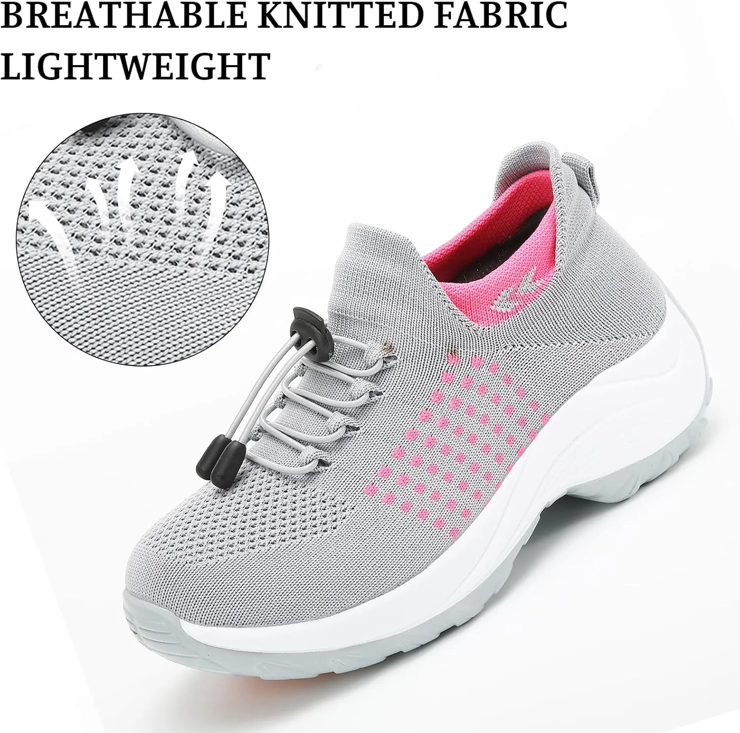 Orthopedic Sneakers Breathable Women Slip on Trainers Comfortable Shoes for Women Stretch Cushion Athletic Shoe Unisex Casual Thick Bottom Walking Shoe