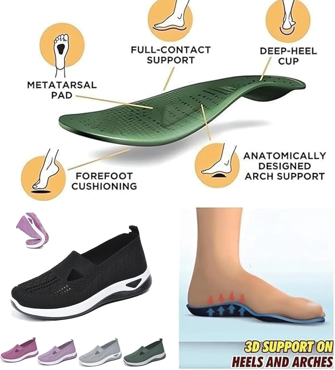 Orthowalkway Womens Shoes, Selleren Orthopedic Shoes, Women's Comfortable Breathable Knitted Sneakers