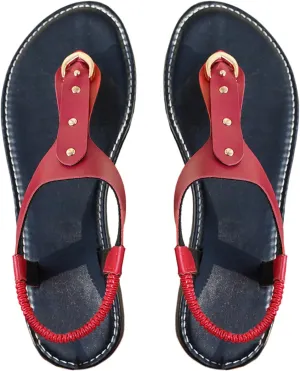OYOANGLE Women's Toe Post Thong Sandals Open Toe Ankle Strap Dressy Flat Sandals