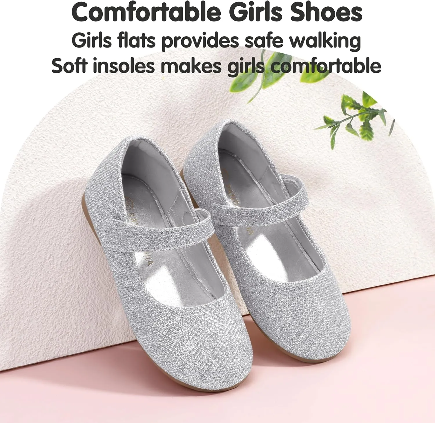 PANDANINJIA Girls Dress Shoes Toddler Flower Girl Kids Mary Jane Shoes Ballet Flats School Wedding Party Church Girls Shoes