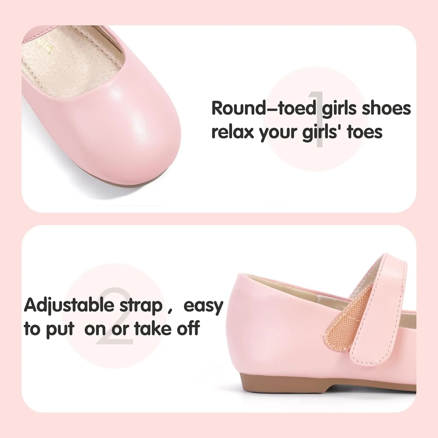 PANDANINJIA Girls Dress Shoes Toddler Flower Girl Kids Mary Jane Shoes Ballet Flats School Wedding Party Church Girls Shoes