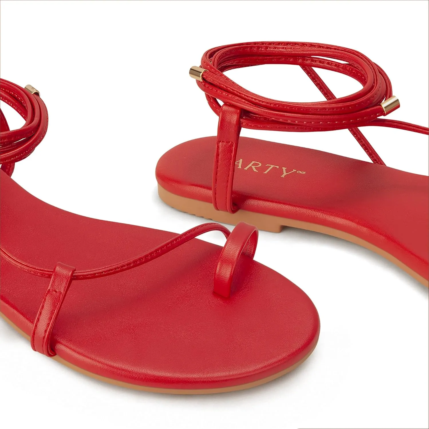 PARTY Women's Strappy Sandals Lace Up Flats Tie Up Shoes Wrap Flip Flop