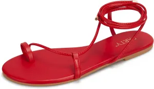 PARTY Women's Strappy Sandals Lace Up Flats Tie Up Shoes Wrap Flip Flop