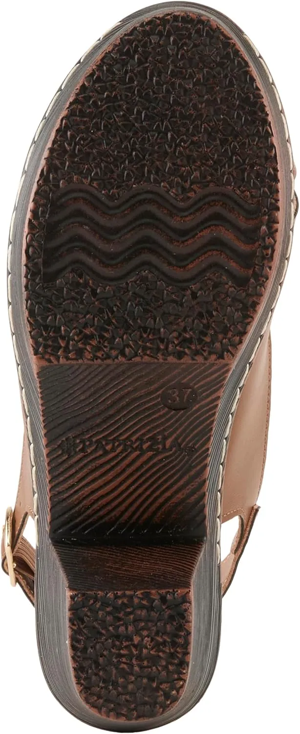 PATRIZIA Women's ADDISYN Buckle Sandals - Floral Stud Embellishments, Adjustable Fit, Faux Wood Heel