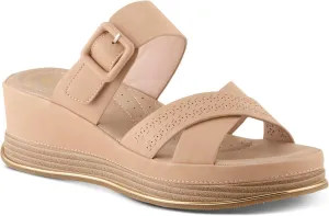 PATRIZIA Women's CATTANEO Hook and Loop Platform Wedge Sandals - Laser-Cut Design, Faux Leather, Cushioned Footbed