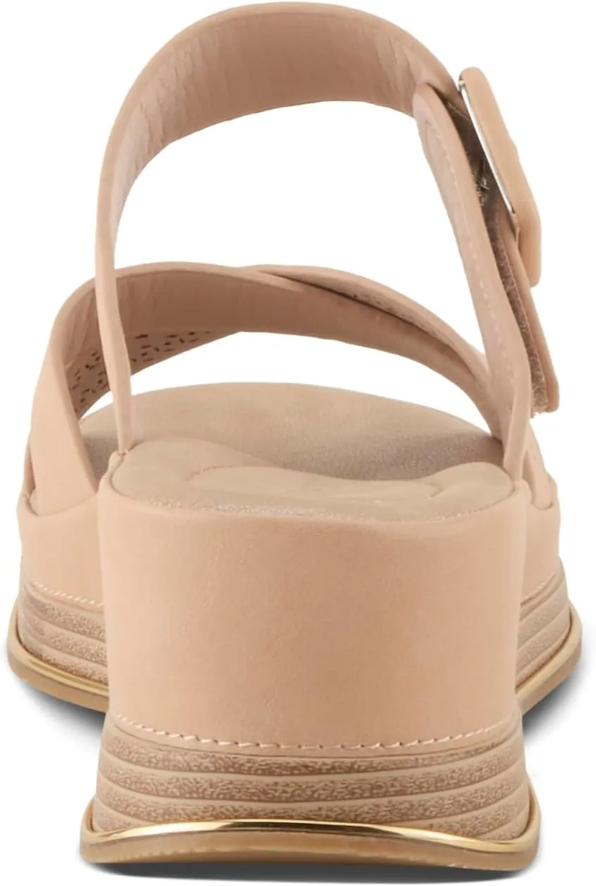 PATRIZIA Women's CATTANEO Hook and Loop Platform Wedge Sandals - Laser-Cut Design, Faux Leather, Cushioned Footbed