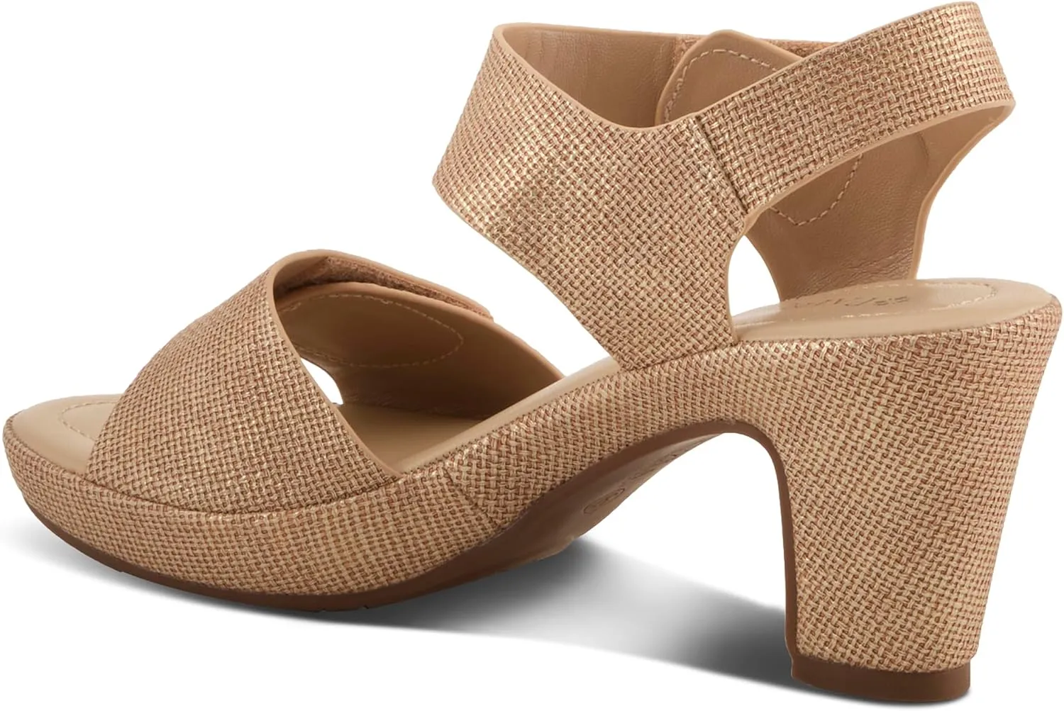 PATRIZIA Women's DADE-WOVEN Hook and Loop Sandals - Textured Faux Leather with Gold Button Accents, Adjustable Fit