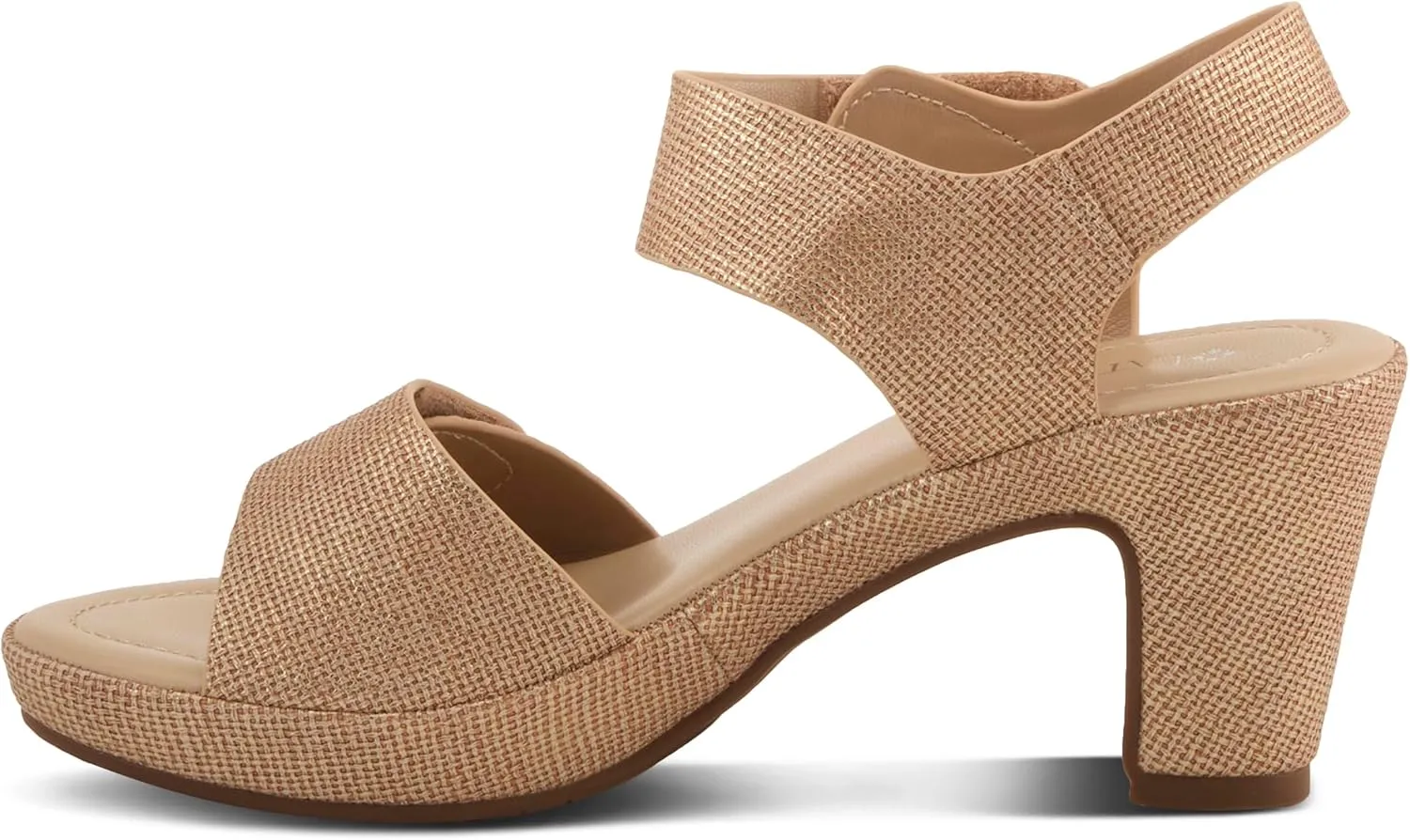 PATRIZIA Women's DADE-WOVEN Hook and Loop Sandals - Textured Faux Leather with Gold Button Accents, Adjustable Fit